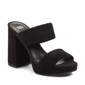 BP Black Suede Block Heel Sandals